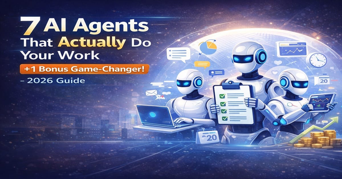 Illustration showing AI agents that automate work by handling tasks like email, scheduling, research, and meetings autonomously